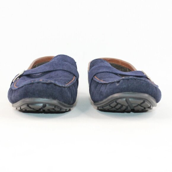 Gerpa Mens Sz 11.5M Navy Blue Leather Suede Buckle Slide On Driving Loafers Shoe - Picture 4 of 12